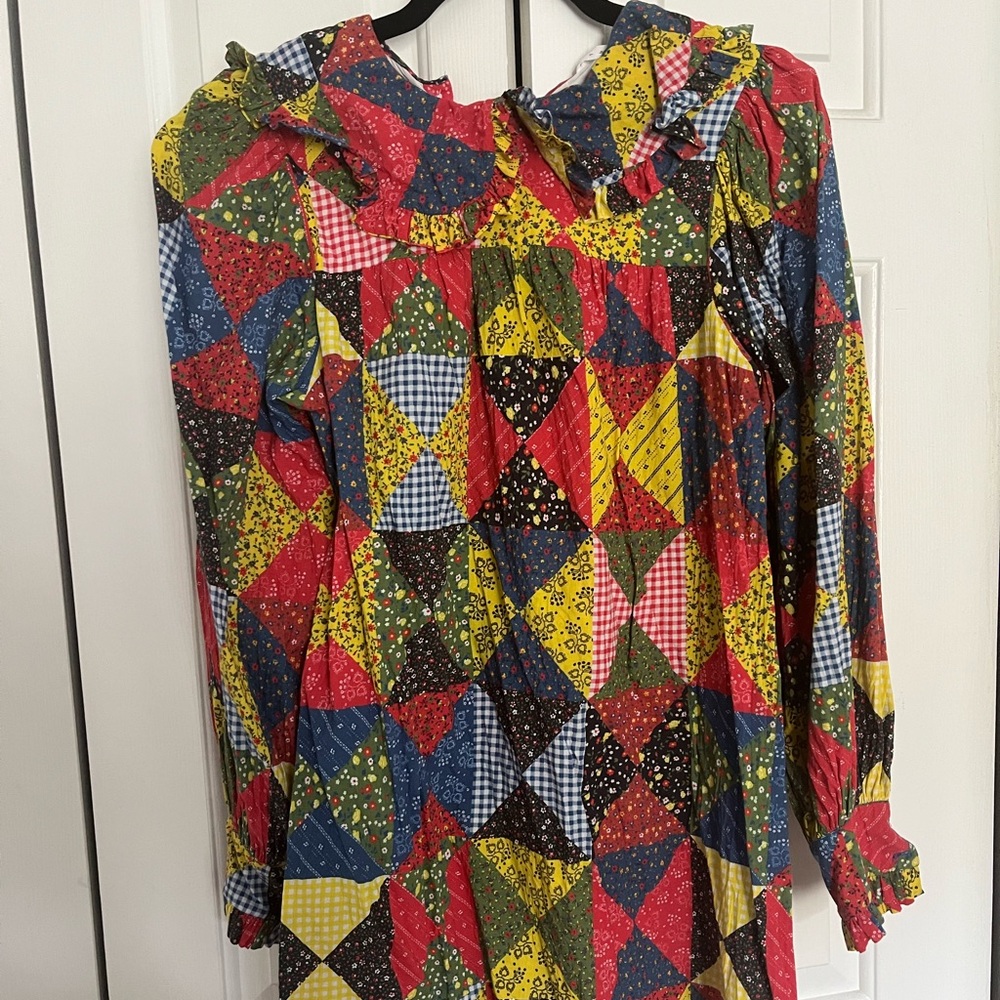 Doen long sleeve patchwork babydoll dress size xxs